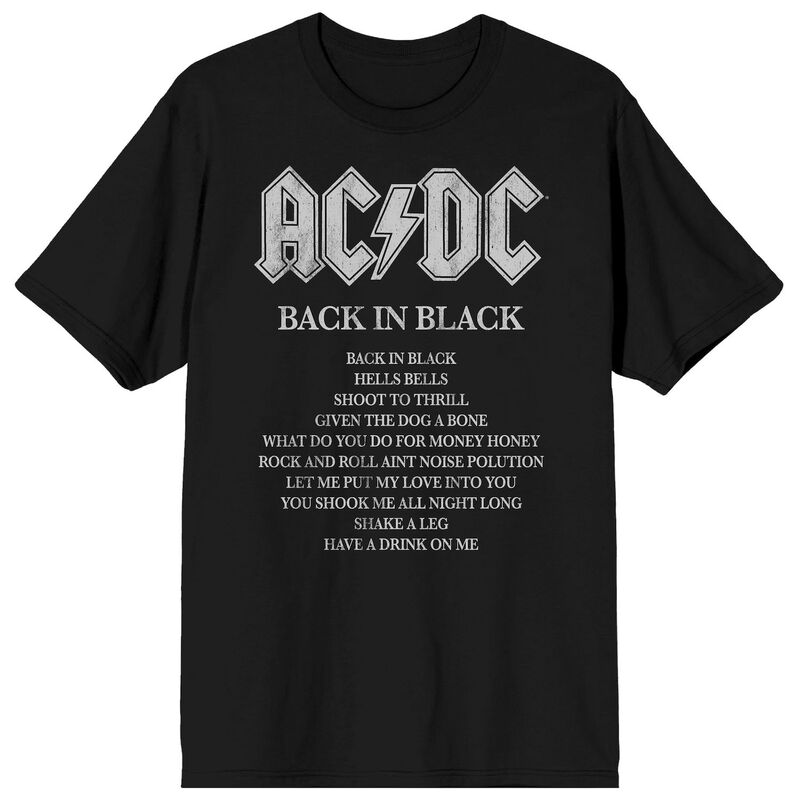 アニメキャラクター メンズ トップス Tシャツ Licensed Character Men's AC/DC Back Song Listee Black ブラック