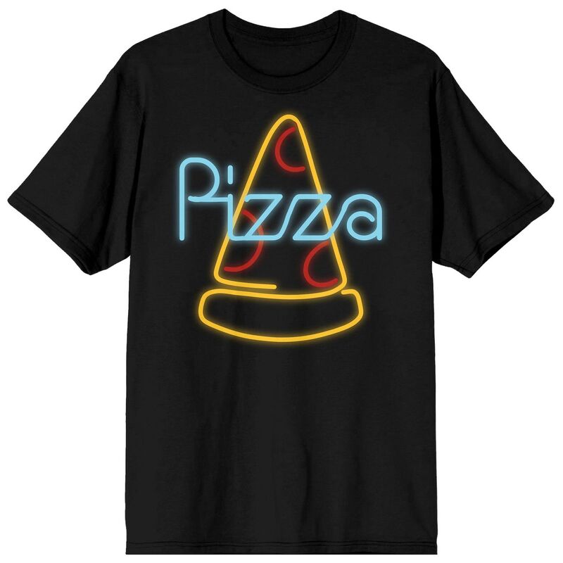 アニメキャラクター メンズ トップス Tシャツ Licensed Character Men's My Pizza Day Neon Tee Black ブラック
