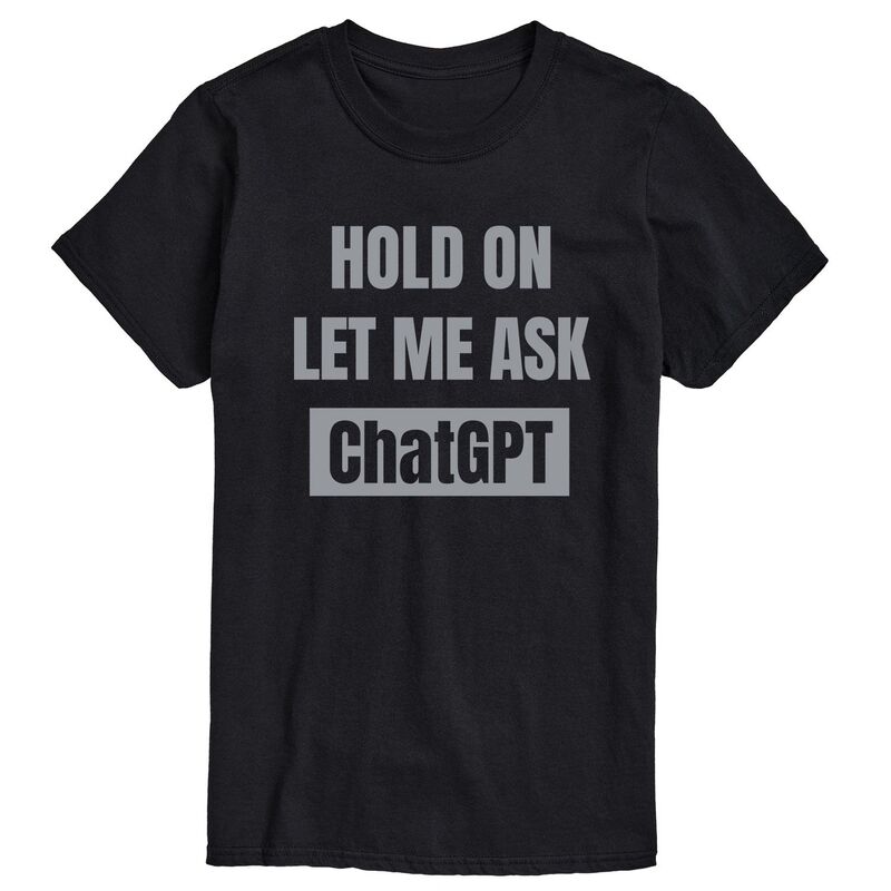 アニメキャラクター メンズ トップス Tシャツ グラフィック Licensed Character Men's Hold On Ask ChatGPT Graphic Tee Black ブラック