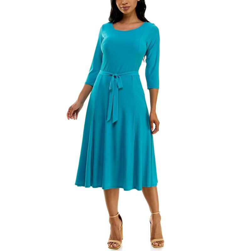 ニナレオナルド レディース トップス ワンピース ミディ Women's Nina Leonard Sylvia Midi Dress With Belt Sash Peacock｜ReVida 店