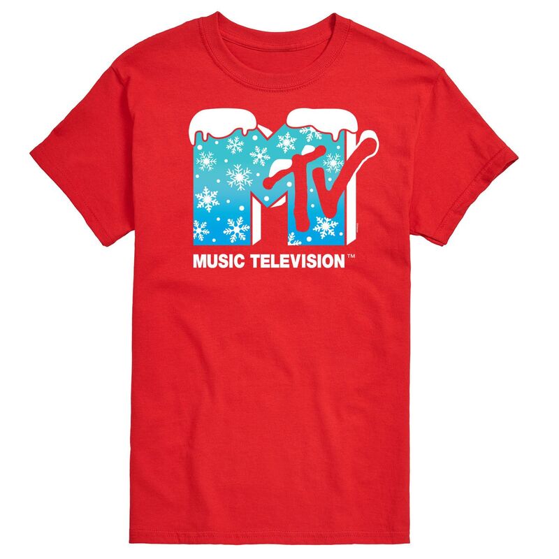 アニメキャラクター メンズ トップス Tシャツ ロゴ グラフィック Licensed Character Men's MTV Snowflakes Logo Graphic Tee Red レッド