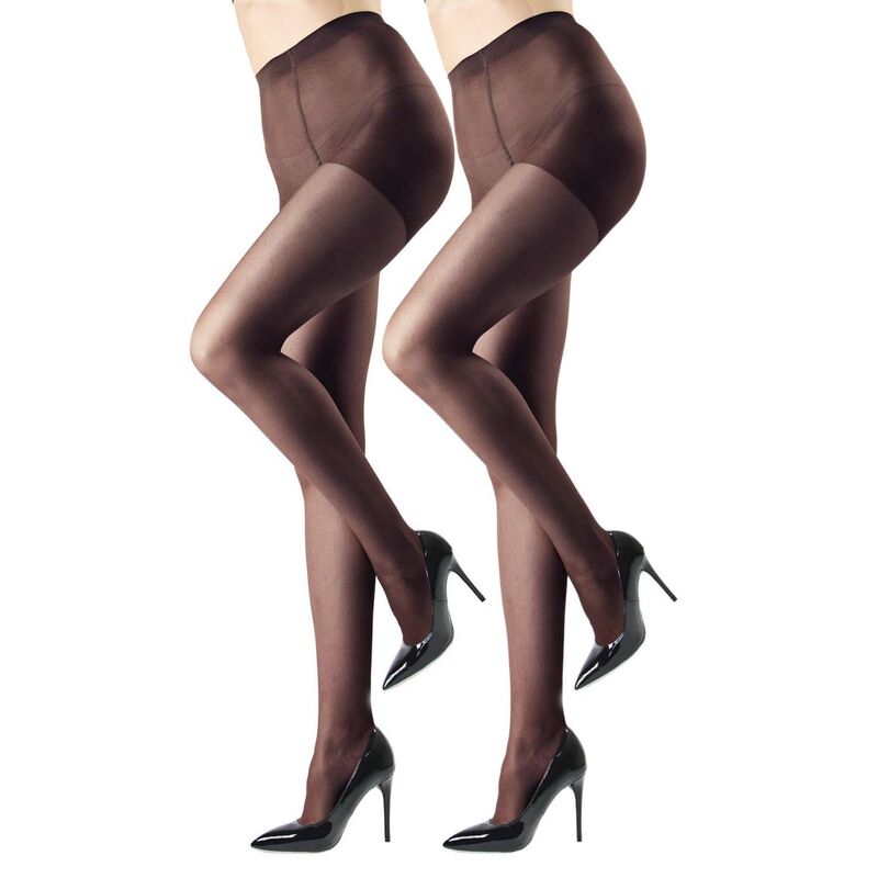 メモイ レディース アンダーお召しもの ソックス シアー 繻子 MeMoi Satin Sheer Control Topantyhose with Shadow Toe 2 Pack Black 黒いこと