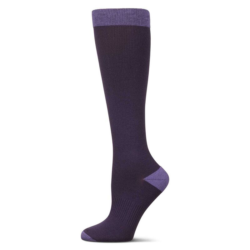 メモイ レディース アンダーお召しもの ソックス 綿織物 MeMoi Wellfit 15-20mmhg Off Black Cotton Compression Socks Purple パープル