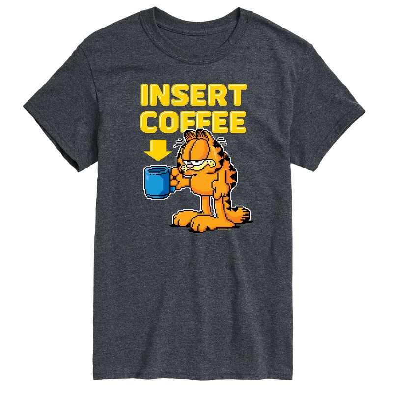 アニメキャラクター メンズ トップス Tシャツ グラフィック Licensed Character Men's Garfield Coffee Graphic Tee Heather Charcoal チャコール