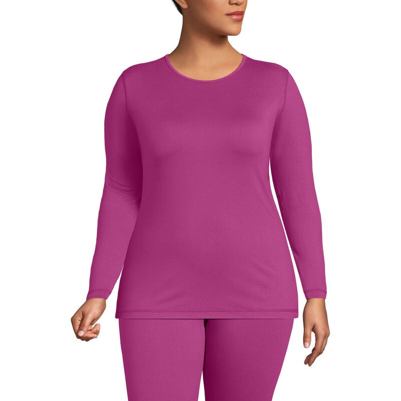 ランズエンド レディース トップス Tシャツ クルーネック プラスサイズ Plusize Lands' End Thermaskin Long Underwear Crewneck Top Raspberry Sorbet