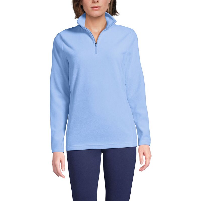 ランズ挙げ句の果て レディース アウター 上衣・上衣 フリース Women\u0027s Lands\u0027 End Quarter-Zip Fleece Pullover Clear Blue Sky 青み
