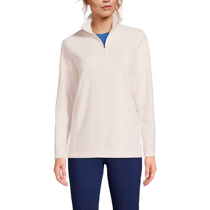 ランズエンド レディース アウター ジャケット・ブルゾン フリース Women's Lands' End Quarter-Zip Fleece Pullover Ivory Latte アイボリー