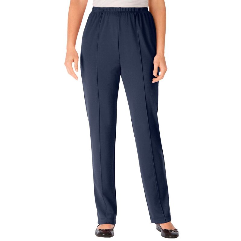 ウーマン ウィズイン レディース ボトムス カジュアルパンツ プラスサイズ トール ニット Woman Within Plusize Tall Knit Hassle-Free Pull-On Elastic-Waist Pants Navy ネイビー｜ReVida 店