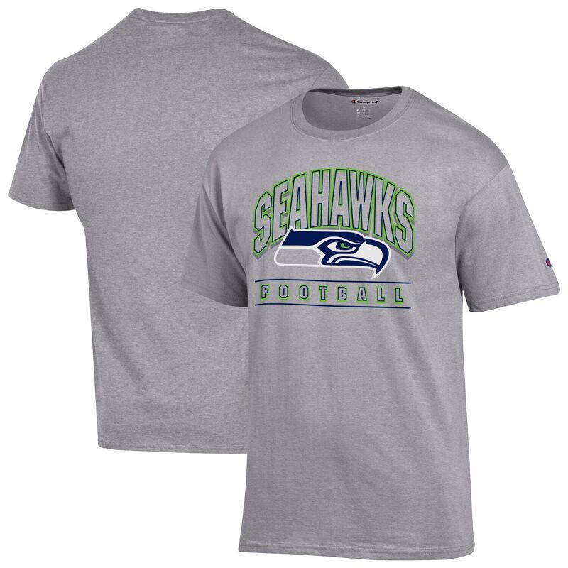 チャンピオン メンズ トップス Tシャツ Men's Champion Heather Gray Seattle Seahawks Football T-Shirt Sea Grey グレー