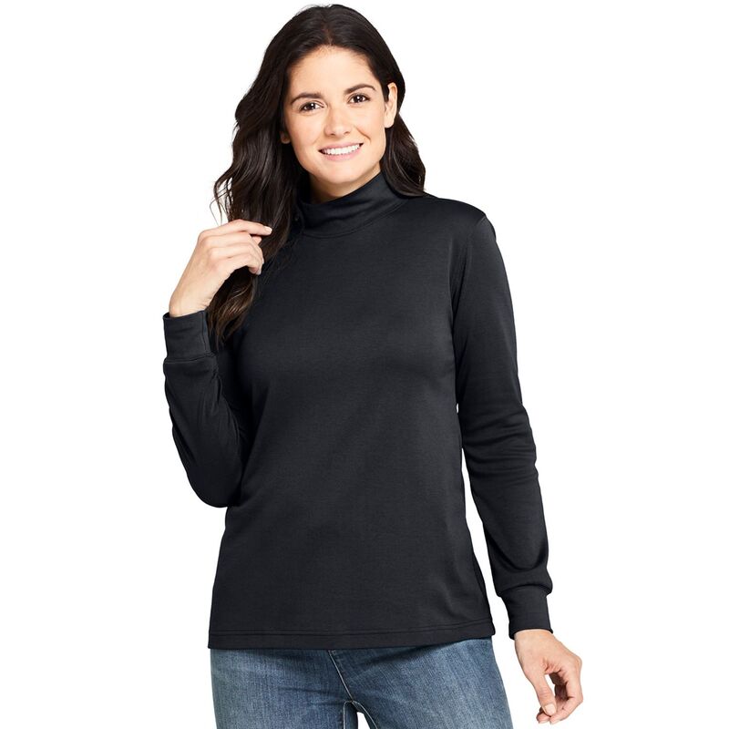ランズ挙げ句の果て レディース トップス ティーシャツ モックネック Women\u0027s Lands\u0027 End Relaxed Mockneck Top Black 黒いこと Tシャツ・カットソー-トップス-レディースファッション