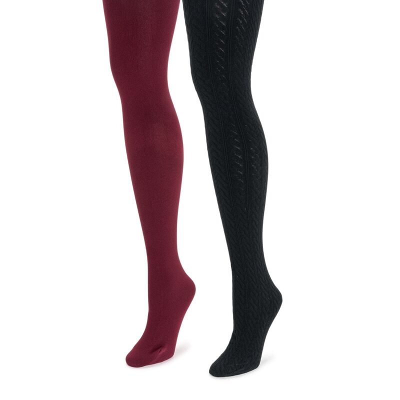 ムクルクス レディース アンダーお召しもの ソックス フリース Women\u0027s MUK LUKS 2 Pack Fleece Lined Tights Black 黒いこと