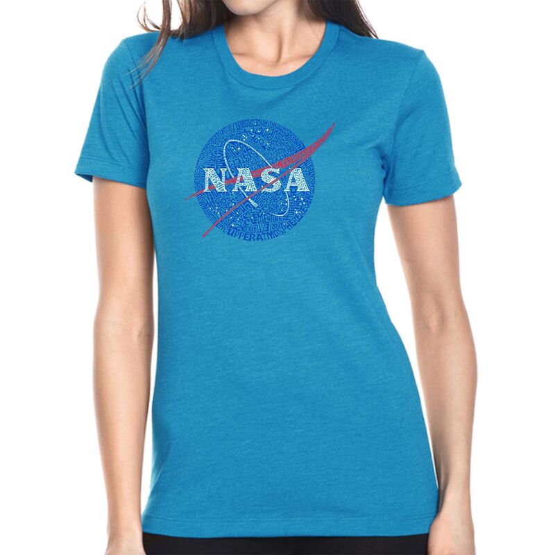 エルエーポップアート レディース トップス Tシャツ LA Pop Art NASA's Most Notable Missions - Women's Premium Blend Word Art-shirturquoise ターコイズ｜ReVida 店
