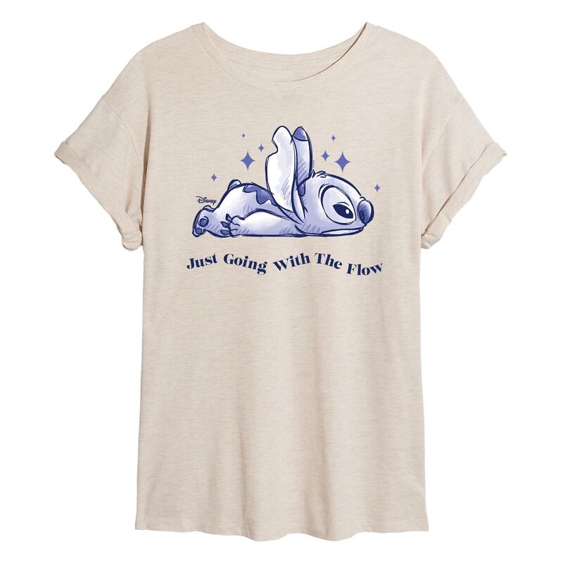 アニメキャラクター レディース トップス Tシャツ グラフィック Licensed Character Juniors' Lilo & Stitch Go Withe Flow Graphic Tee Birch