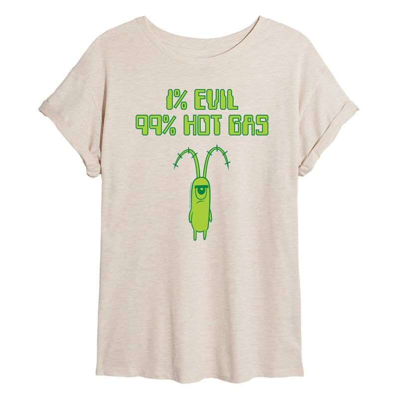 ニコロデオン レディース トップス Tシャツ パンツ Nickelodeon Juniors' SpongeBob SquarePants Planktone Percent Evil Oversized Tee Beige ベージュ