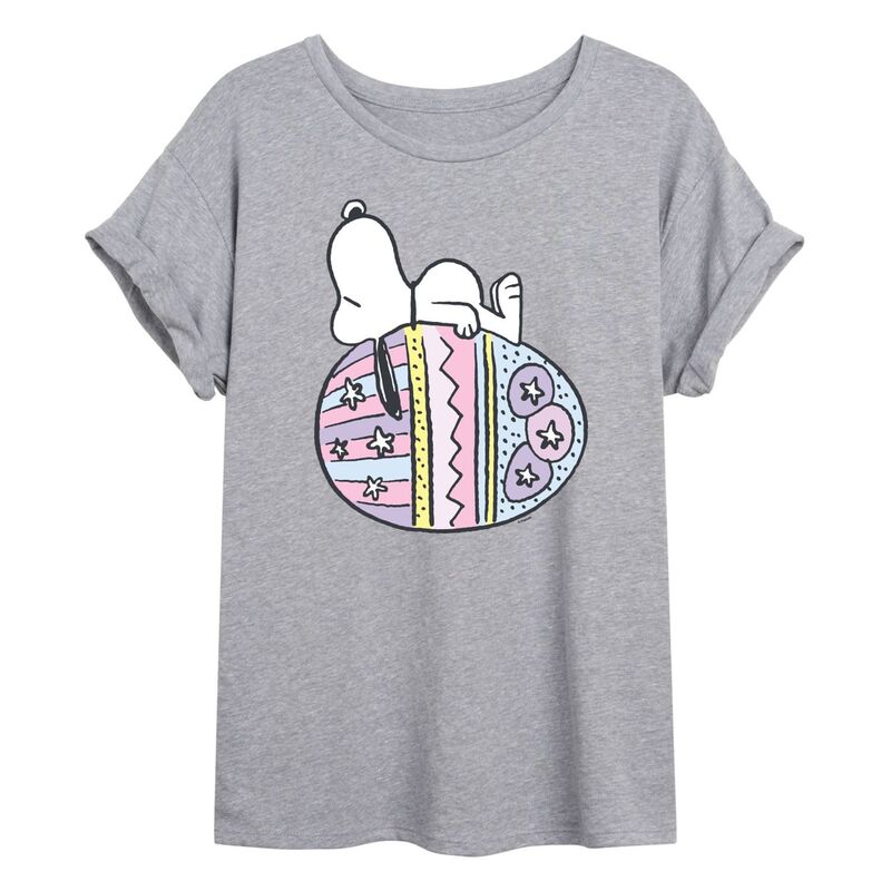 アニメキャラクター レディース トップス Tシャツ Licensed Character Juniors' Peanutsnoopy Easter Egg Oversized Tee Heather Gray グレー 6,021円