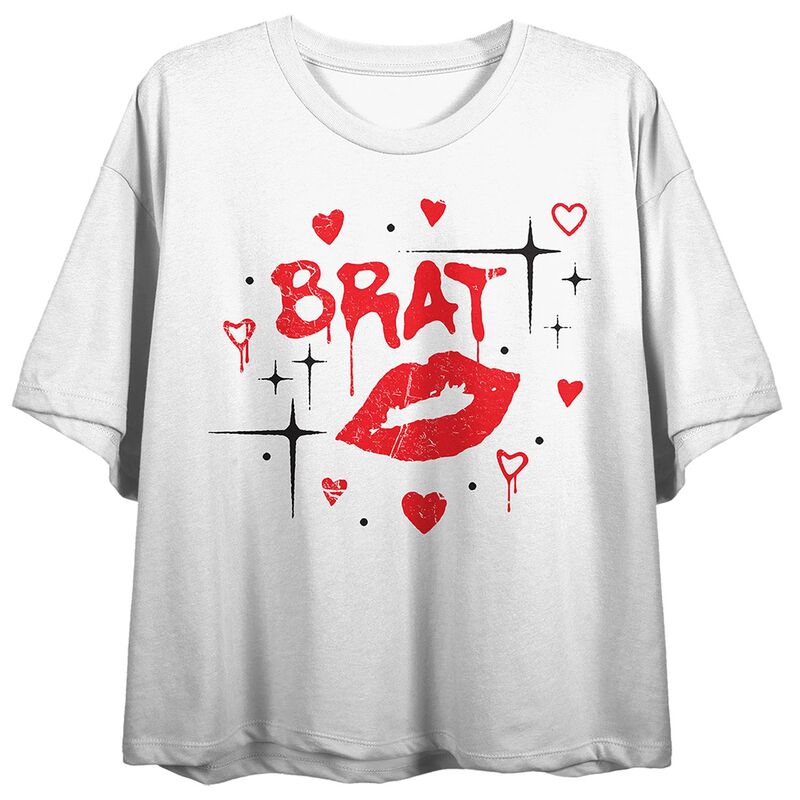 アンブランデッド レディース トップス Tシャツ グラフィック Unbranded Juniors' Brat Kisses and Hearts Graphic Tee White ホワイト