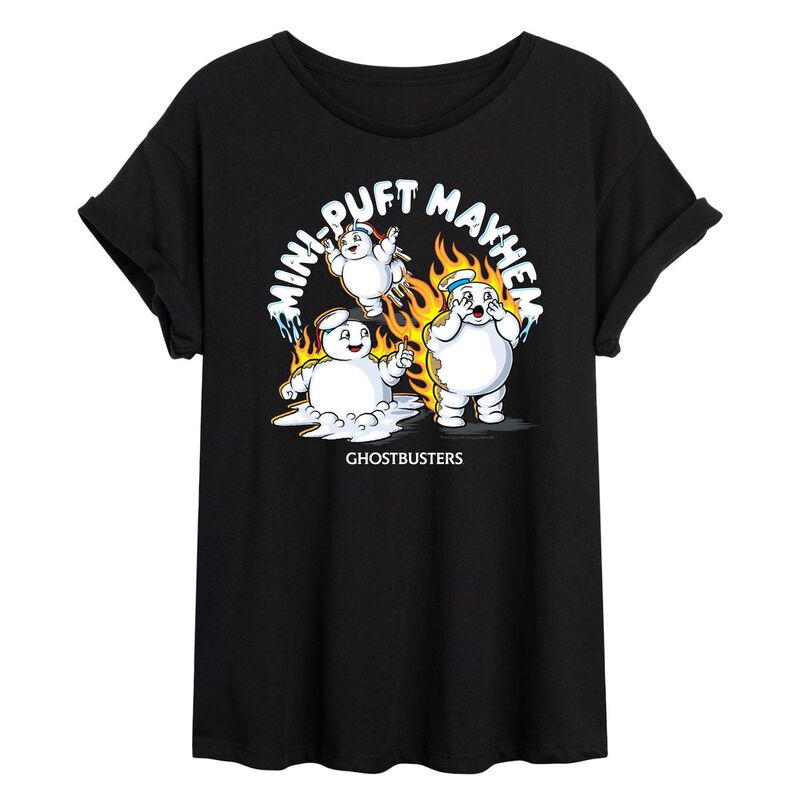 アニメキャラクター レディース トップス Tシャツ ミニ Licensed Character Juniors' Ghostbusters Mini Puft Mayhem Oversized Tee Black ブラック