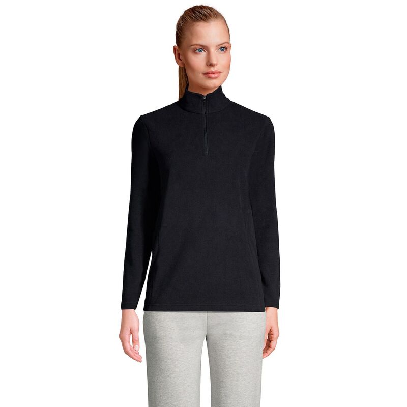 ランズエンド レディース トップス Tシャツ プチ フリース Petite Lands' End 1/4-Zip Fleece Pullover Black ブラック