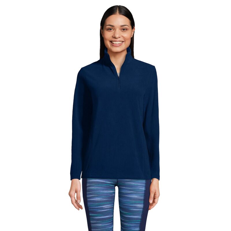 ランズエンド レディース トップス Tシャツ プチ フリース Petite Lands' End 1/4-Zip Fleece Pullover Deep Sea Navy ネイビー