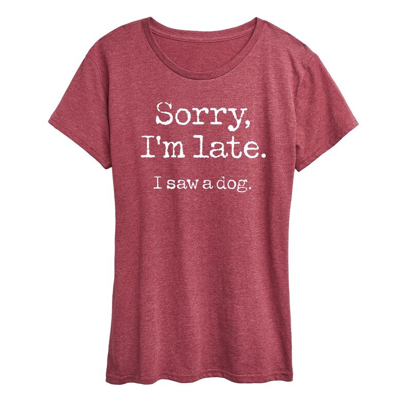 アニメキャラクター レディース トップス Tシャツ グラフィック Licensed Character Women'sorry I'm Late Saw Dographic Tee Red レッド