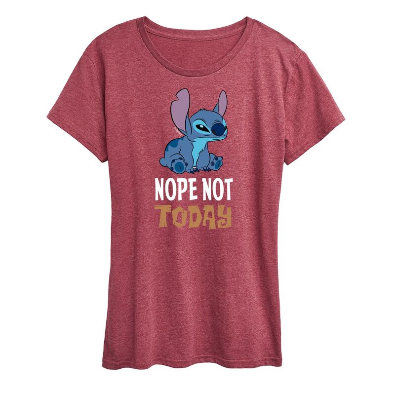 ディズニー レディース トップス Tシャツ グラフィック Disney's Lilo & Stitch Women's Nope Notoday Graphic Tee Dark Red レッド