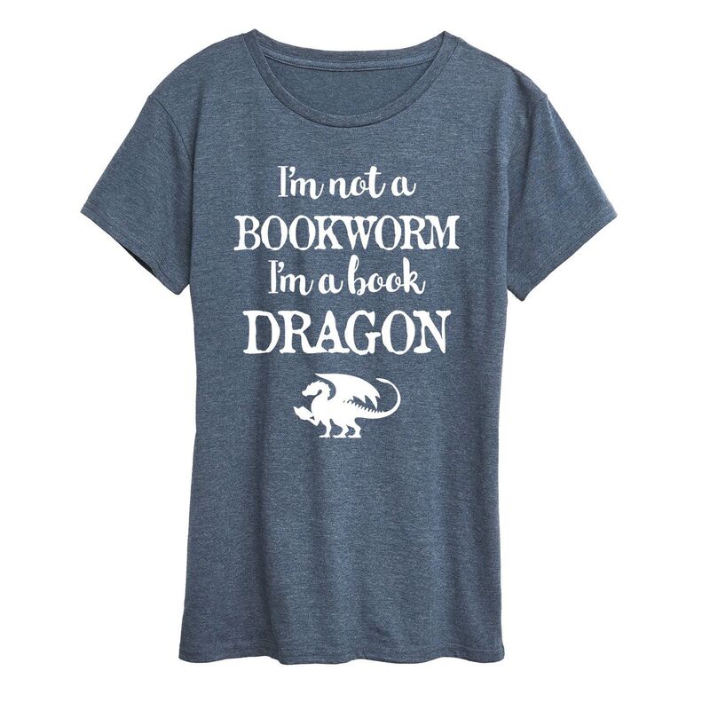 アニメキャラクター レディース トップス Tシャツ グラフィック Licensed Character Women's I'm A Book Dragon Graphic Tee Heather Blue ヘザー