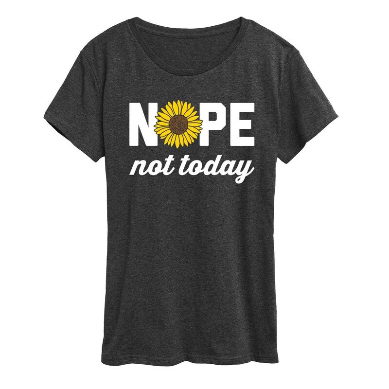 アニメキャラクター レディース トップス Tシャツ グラフィック Licensed Character Women's Nope Notoday Sunflower Graphic Tee Heather Charcoal チャコール