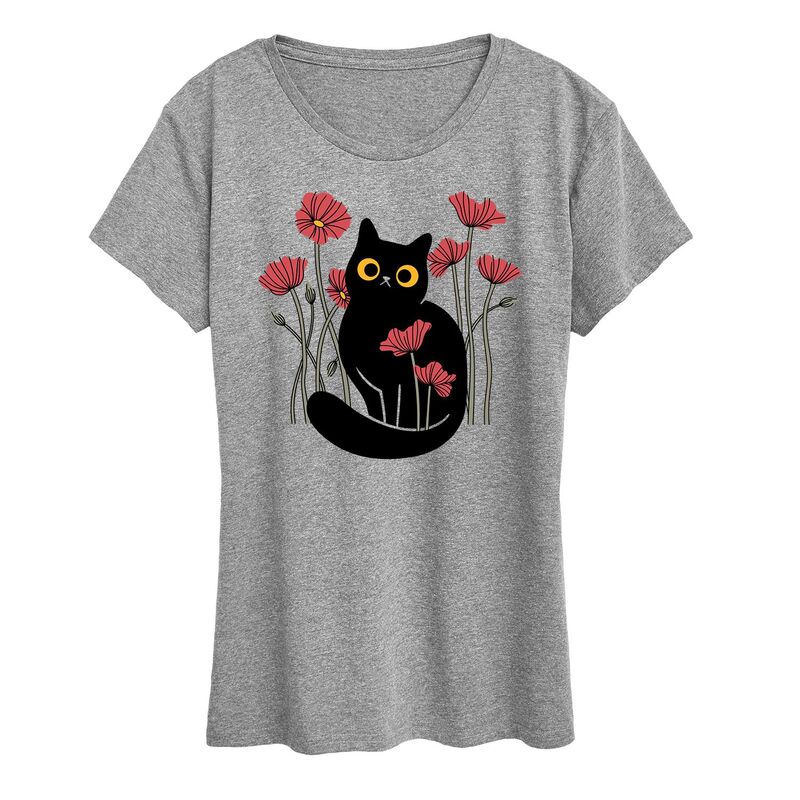 アニメキャラクター レディース トップス Tシャツ グラフィック Licensed Character Women's Cat And Poppies Graphic Tee Heather Gray グレー