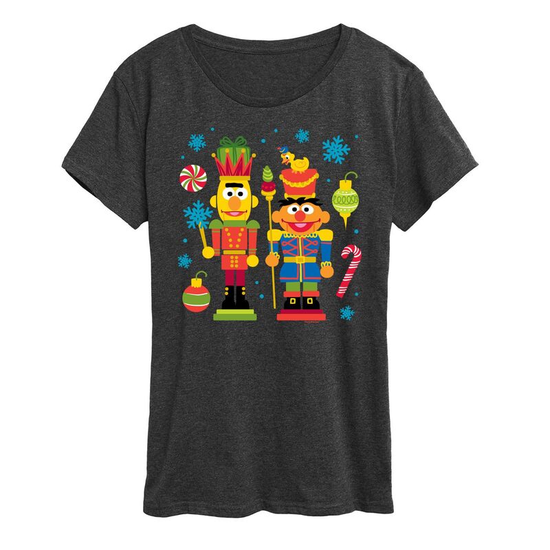 アニメキャラクター レディース トップス Tシャツ グラフィック Licensed Character Women'sesame Street Nutcrackers Graphic Tee Charcoal Heather チャコール