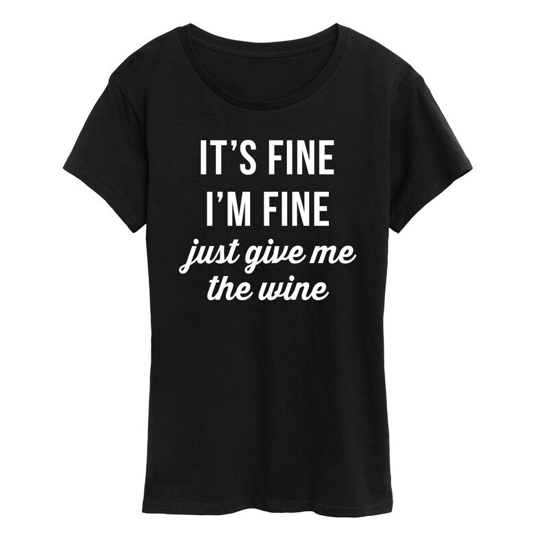 アニメキャラクター レディース トップス Tシャツ グラフィック Licensed Character Women's I'm Fine Just Give Me The Wine Graphic Tee Black ブラック