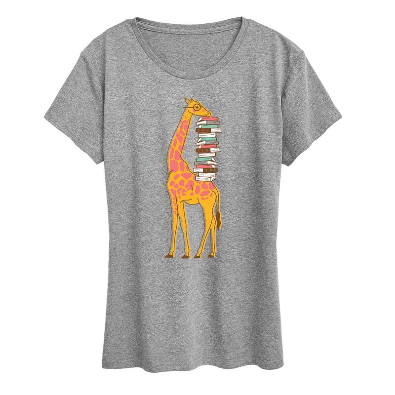 アニメキャラクター レディース トップス Tシャツ グラフィック Licensed Character Women's Giraffe Carrying Books Graphic Tee Heather Gray グレー