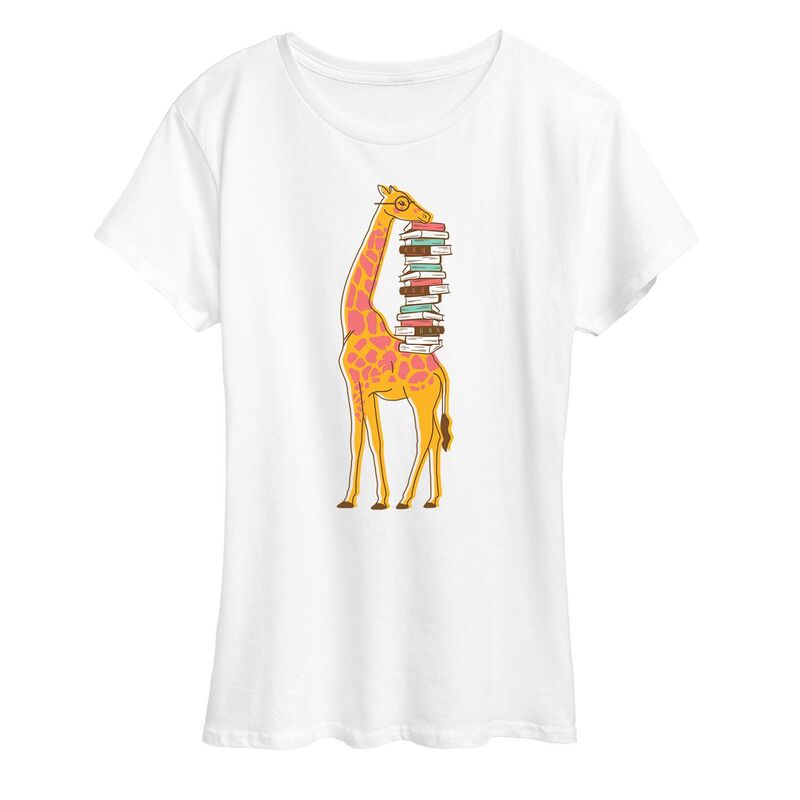 アニメキャラクター レディース トップス Tシャツ グラフィック Licensed Character Women's Giraffe Carrying Books Graphic Tee White ホワイト