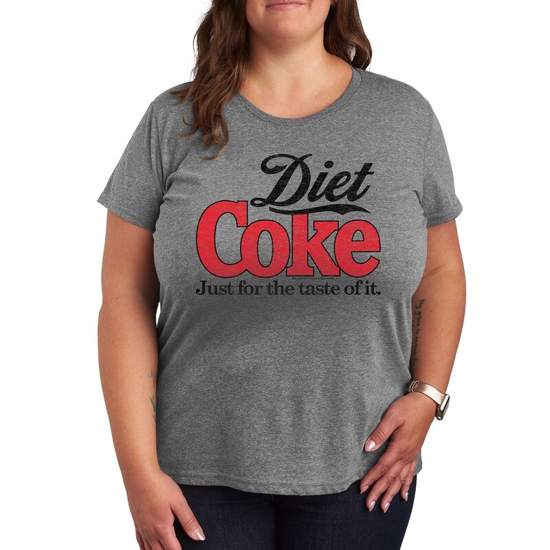アニメキャラクター レディース トップス Tシャツ プラスサイズ ロゴ グラフィック Licensed Character Plus Diet Coke Retro Logo Graphic Tee Heather Gray グレー