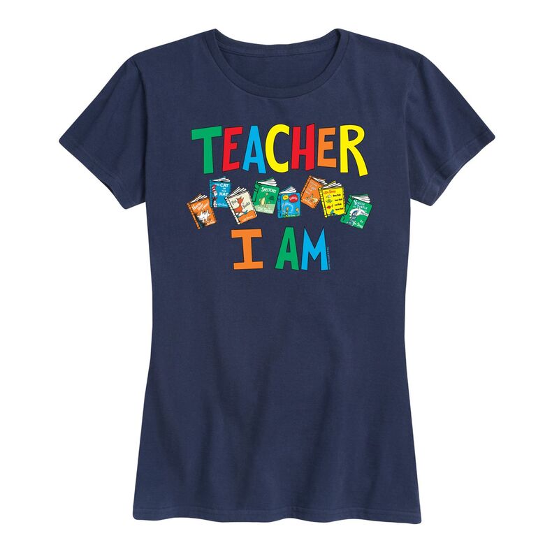 アニメキャラクター レディース トップス Tシャツ グラフィック Licensed Character Women's Dr. Seuss Teacher I Am Graphic Tee Navy ネイビー