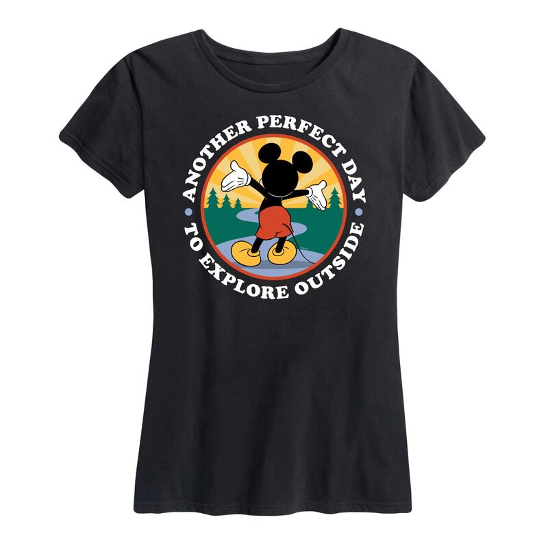 ディズニー レディース トップス Tシャツ グラフィック Disney's Mickey Mouse Women's Explore Outside Graphic Tee Black ブラック 6,275円