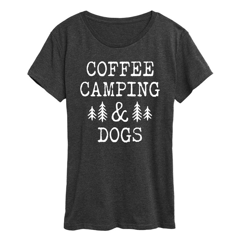 アンブランデッド レディース トップス Tシャツ グラフィック Unbranded Women's Coffee Camping Andogs Graphic Tee Heather Charcoal チャコール