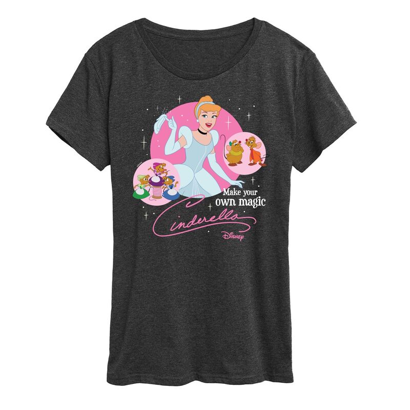ディズニー レディース トップス Tシャツ グラフィック Disney's Cinderella Women's Magic Graphic Tee Heather Charcoal チャコール