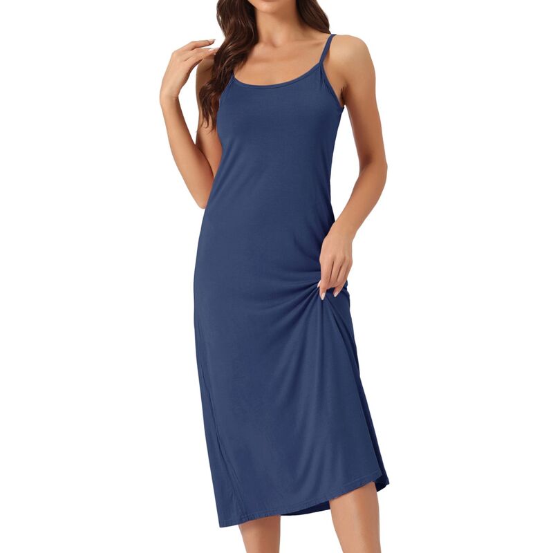 cheibear レディース アンダーウェア ナイトウェア ミディ ノースリーブ cheibear Women's Cami Tank Dressleevelesspaghetti Strap Midi Sleepdress Nightgownavy Blue ネイビー
