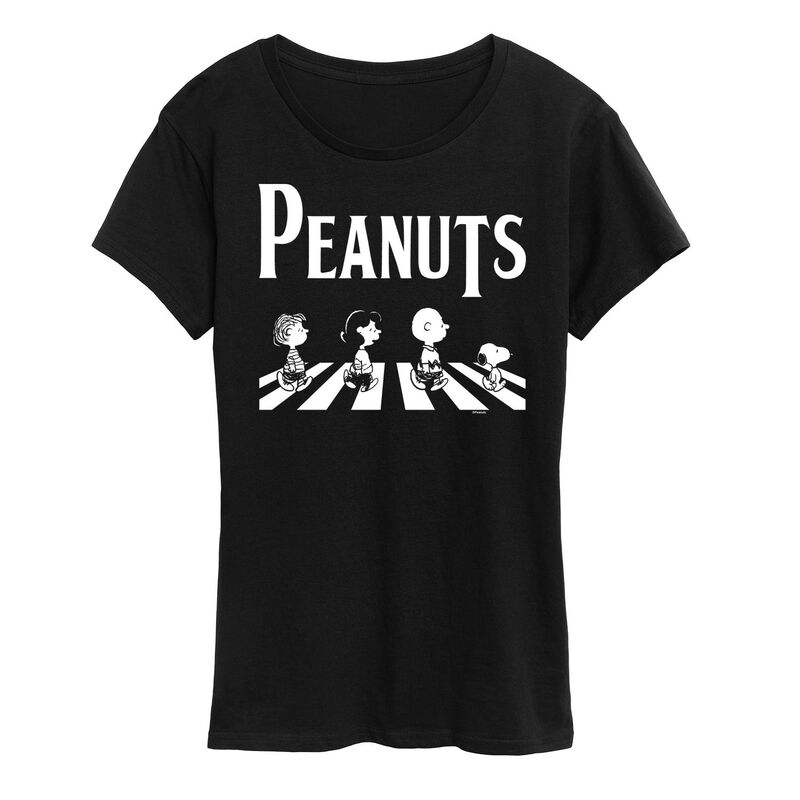 アニメキャラクター レディース トップス Tシャツ グラフィック Licensed Character Women's Peanuts Crossing Road Graphic Tee Black ブラック