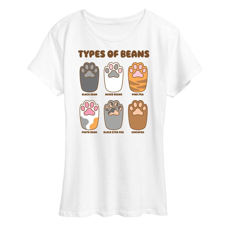 アニメキャラクター レディース トップス Tシャツ グラフィック Licensed Character Women's Types Of Cat Beans Graphic Tee White ホワイト 6,275円
