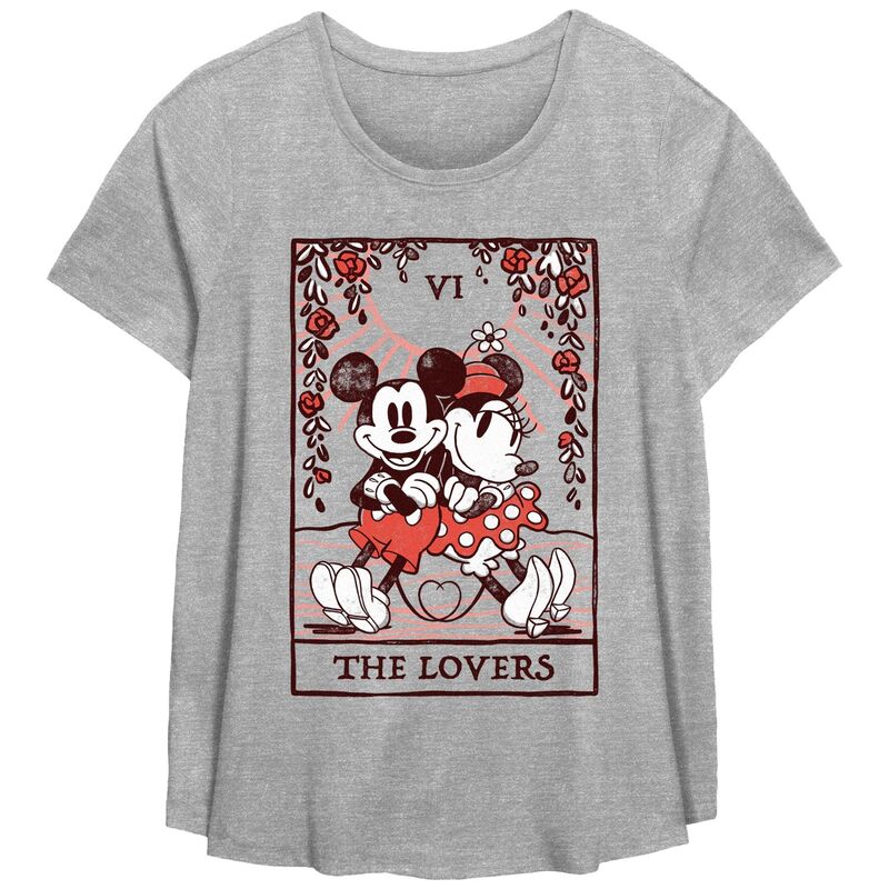ディズニー レディース トップス Tシャツ プラスサイズ グラフィック Disney Plusize Mickey Mouse And Minnie The Lovers Card Graphic Tee Heather Gray グレー