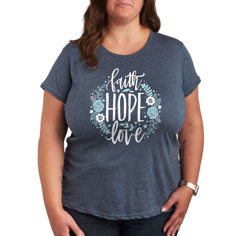 アンブランデッド レディース トップス Tシャツ フラワー柄 プラスサイズ フラワー グラフィック Unbranded Plus Faithope Love Floral Graphic Tee Heather Blue ヘザー 6,530円