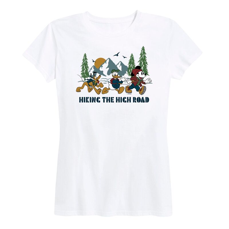ディズニー レディース トップス Tシャツ グラフィック Disney's Mickey Mouse Donalduck & Pluto Women's Hiking The High Road Graphic Tee White ホワイト