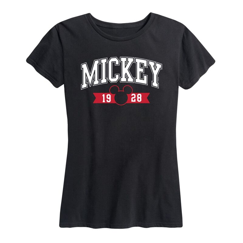 ディズニー レディース トップス Tシャツ グラフィック Disney's Mickey Mouse Women's 1928 Collegiate Graphic Tee Black ブラック