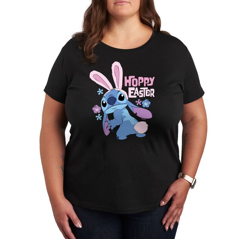ディズニー レディース トップス Tシャツ プラスサイズ グラフィック Disney's Lilo & Stitch Plus Hoppy Easter Graphic Tee Black ブラック