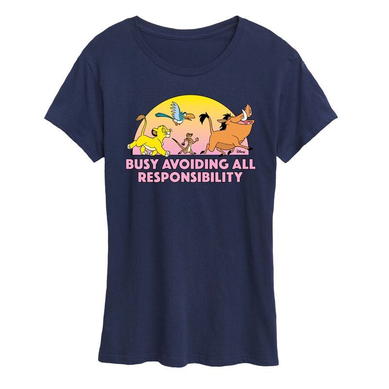 ディズニー レディース トップス Tシャツ グラフィック Disney's Lion King Women's Avoid Responsibility Graphic Tee Navy ネイビー