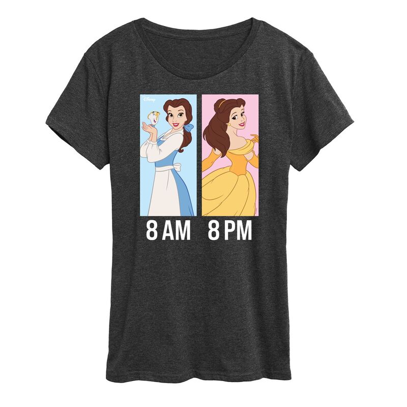 ディズニー レディース トップス Tシャツ グラフィック Disney Princess Belle Women's AM to PM Graphic Tee Heather Charcoal チャコール