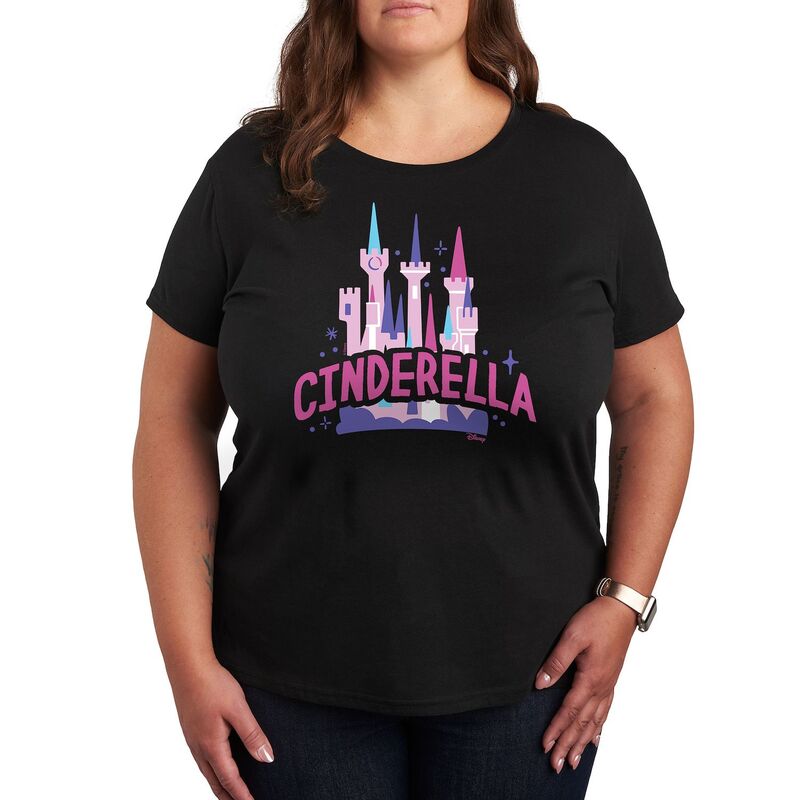 ディズニー レディース トップス Tシャツ プラスサイズ グラフィック Disney Princess Cinderella Plus Castle Graphic Tee Black ブラック