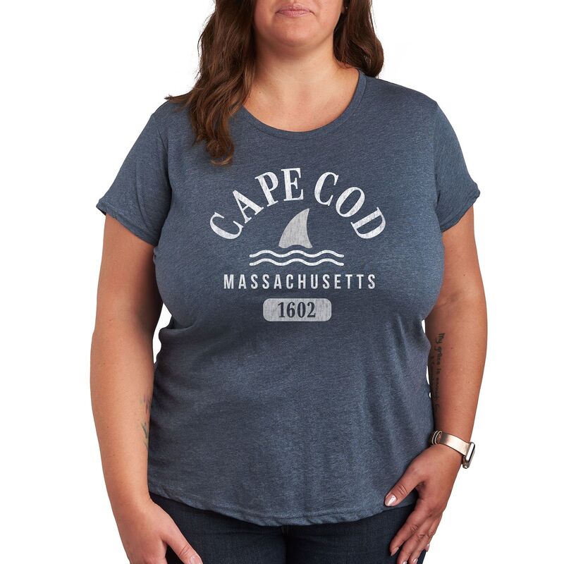 アンブランデッド レディース トップス Tシャツ ケープデザイン プラスサイズ キャップ ケープ グラフィック Unbranded Plus Cape Cod Mass Graphic Tee Heather Blue ヘザー