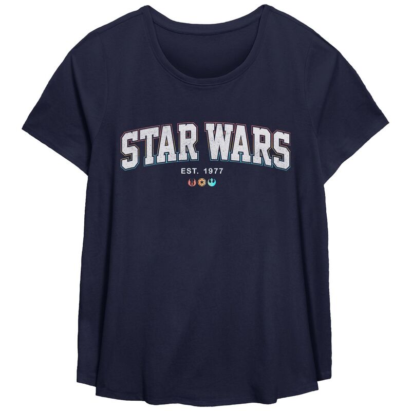 アニメキャラクター レディース トップス Tシャツ プラスサイズ グラフィック Licensed Character Plusize Star Wars Est. 1977 Graphic Tee Navy ネイビー
